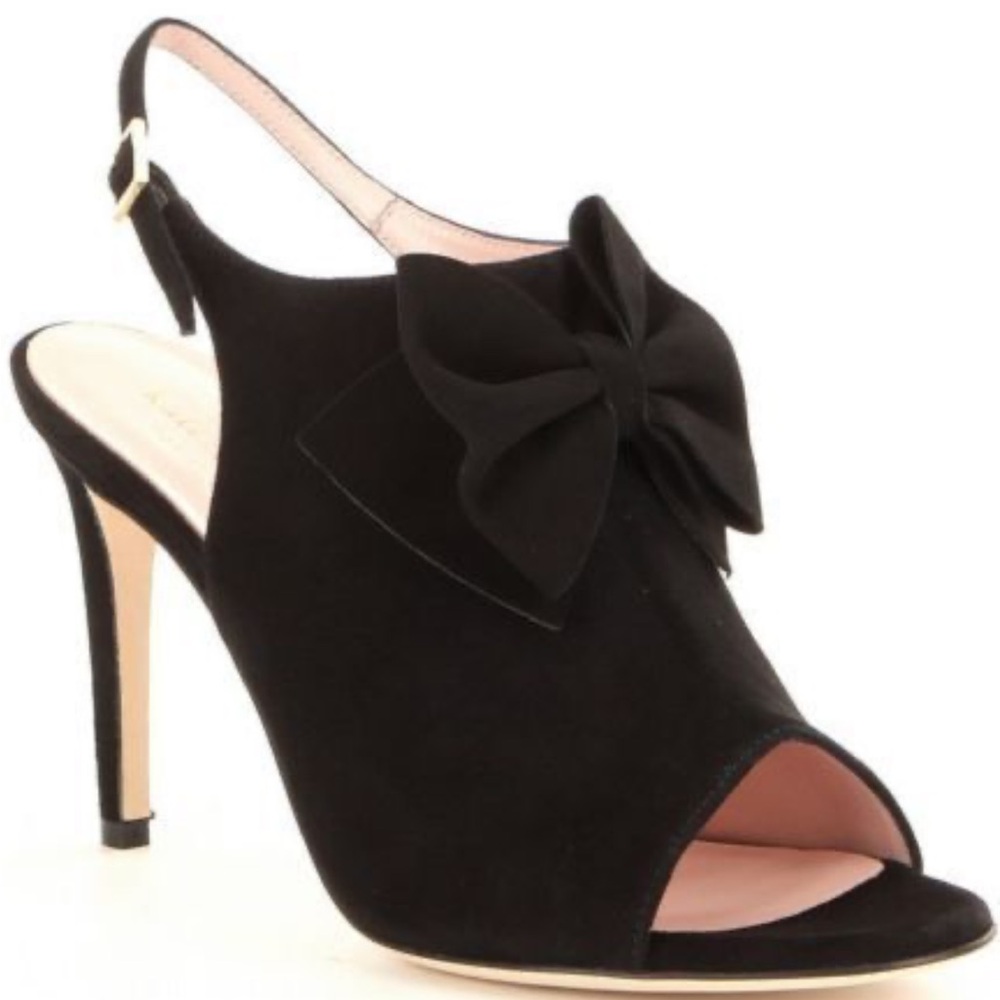 Kate Spade black‎ suede open toe sling back heel Size 10.5